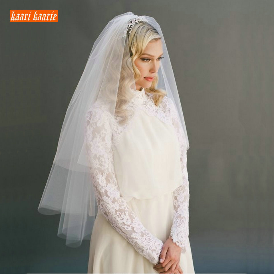 Fashion White Short bridal veil two layer 75cm with combe